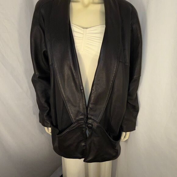 Vintage Mid Western Sport Togs Deerskin Leather Jacket Women’s XL / Men’s L Blac - Picture 7 of 16